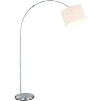 TRIO Leuchten LED Bogenlampe höhenverstellbar bis max. Höhe 215cm, Dimmfunktion, LED wechselbar, Warmweiß, Stehlampe ge-bogen mit Stoff Lampenschirm über Esstisch stehend