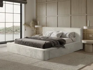Polsterbett Doppelbett MODESTO Komplettset 160x200cm in Stoff Lincoln Creme