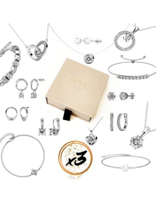3 Überraschungsjuwelen in einer Geschenkbox - Silber und Kristall