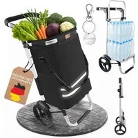 Allyson Einkaufstrolley Einkaufswagen klappbar, Einkauftrolley mit 56L Kapazität & Kühlfach, 2-in-1 Funktion: Tasche abnehmbar, Gestell als Sackkarre nutzbar.
