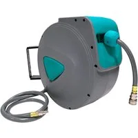 FIVMEN Schlauchbox Druckluftschlauch Aufroller automatisch 1/4'' Anschluss, (Schlauchtrommel Schlauchaufroller-trommel), mit Schnellkupplung und Arretierkugel