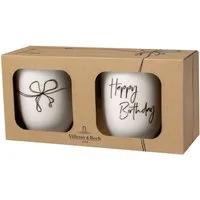 Villeroy & Boch Becher Statement Henkelbecher Happy Birthday 0,29l Set 2tlg, Premium Porcelain