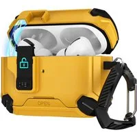 CoolGadget Kopfhörer-Schutzhülle Defender Hülle für Apple AirPods Pro 3 magnetisch mit Karabiner, 360° Full-Body Case Schutzhülle Handy Standfunktion magnetisch ladbar