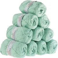 VLNIKA 10 x 50g Strickgarn TEREZKA 100% Baumwolle Baumwollgarn Häkelgarn Häkelwolle, 155 m (Sparpaket 10 x 50g), blassgrün