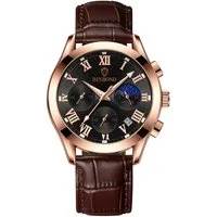 Toomoke Quarzuhr Herrenuhr Leder Braun Chronograph Armbanduhr Lederarmband Edelstahlgehäuse Lederarmband Uhr mit 43mm Zifferblatt, ideal für Beruf & Freizeit, Wasserdichte Uhr 30M