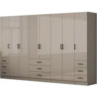 OTTO home Kleiderschrank Trento Schlafzimmerschrank Garderobe hochglanz Schrank mit 8 Türen und 9 Schubladen, hochglänzende Fronten