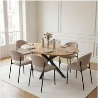 Jiexi Essgruppe Tisch-und Stuhlset, Ausziehbarer Esstisch (110-150 cm) mit 4-6 Stühlen
