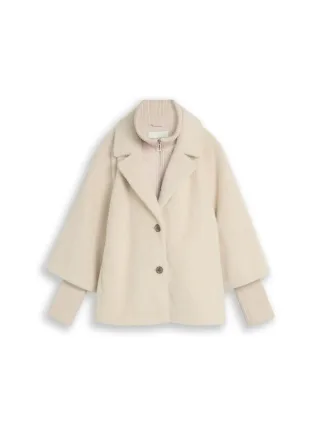 Tom Tailor - Cape-Jacke in Wolloptik weiß - Gr. - XS