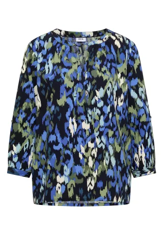 CECIL - 3/4-Arm Bluse mit Turn-Up und Print urban dark blue - Gr. - L