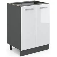 Vicco Unterschrank R-Line, Weiß Hochglanz/Anthrazit, 60 cm ohne Arbeitsplatte (1-St)