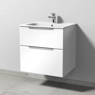 Sanipa 3way Waschtischunterbau zu Geberit Renova Plan Slim Waschtisch mit 2 Auszügen, Weiß-Glanz UF68678