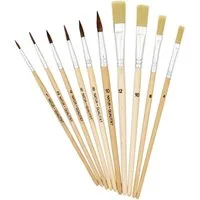 TSI Schreibwaren Malpinsel Schulpinsel 10er: Haar1,2,4,6,8,10Borste4,6,10,12
