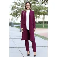 Modavitrini Hosenanzug Zweiteiler Damen Anzug Langarm Longblazer mit Hose Modest Fashion (Anzug Set) Offene Front ohne Verschluss