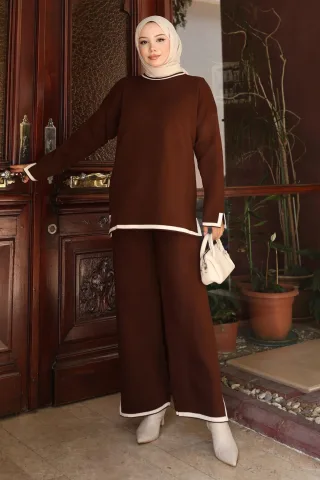 Schlitz Detailed Strickwaren Anzug Braun
