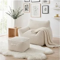 FUFU&GAGA Sitzsack Bodensofa 117 cm Cord XXL Floorsofa mit Fußhocker (Set)