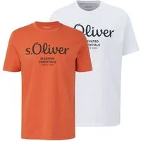 s.Oliver T-Shirt Casual (2-tlg) mit Rundhals-Ausschnitt, kurzarm, Logo-Aufdruck im 2er Pack