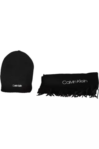 Beanie- und Schal-Set Schwarz