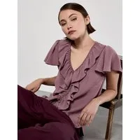 Apricot Shirtbluse Top mit Rüschen und Engelsärmeln