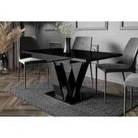 Home Collective Esstisch ausziehbar Tisch Küchentisch Esszimmertisch Ausziehtisch (Esszimmer Küche Wohnzimmer Esstisch erweiterbar), modernes Design mit V-Gestell, 120-160x80 cm Schwarz glänzend