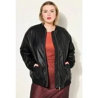 Studio Untold Steppjacke Fake-Lederblouson Collegekragen Zipper