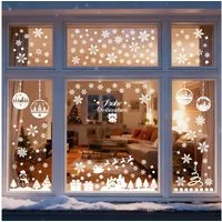 Salcar Aufkleber 153er Fensterbilder Weihnachten Selbstklebend Weihnachtsdeko Fenster, Wiederverwendbar, Häusern, Schneemann, Schneeflocken, Christbaumkugeln