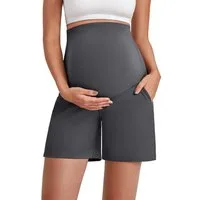 G4Free Umstandsshorts Damen Umstandshose Shorts Yoga Hose Kurz Umstands-Yogahosen mit Taschen über dem Bauch, dehnbare 6-Zoll