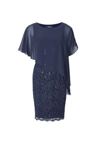 SWING - Cocktailkleid mit Überwurf navy