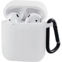 Hama Handyhülle Etui Case Cover Schutz-Hülle Transparent, Hochwertiges Silikon, Karabiner, für Ladecase Apple AirPods 1/2 Gen.