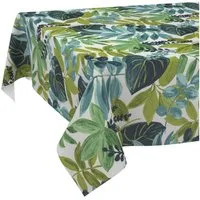 ANRO Tischdecke abwaschbar Tischtuch Baumwolle Polyester wasserabweisend (Einzelstück 1-tlg), Schmutzabweisend Botanik Grüntöne 100x140cm