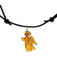 OSTSEE-SCHMUCK Kette mit Anhänger Ostsee-Schmuck Kette mit Anhänger Engel - Lederband (2-tlg)