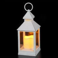 Ambiente Haus LED Außen-Tischleuchte Laterne antikweiss 24cm inkl LED Ke, LED fest integriert, Warmweiß