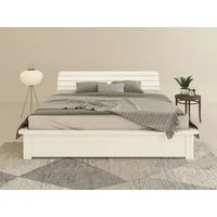 Home affaire Massivholzbett Antri, Futonbett, ergonomisch geformtes Kopfteil, stilvolles Design, Rahmen zur Ablage von Smartphone, mit Lattenrost, Bettkasten optional