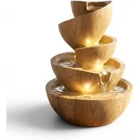 Arnusa Zimmerbrunnen Springbrunnen mit LED Beleuchtung Gartenbrunnen stilvoll Dekoration, Wohnzimmerdeko Wasserspiel LED warmweiß