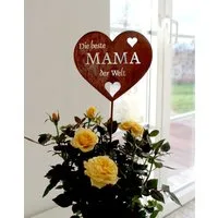 LB H&F Lilienburg Dekofigur Geschenk Mutter Mama Muttertag Geburtstag Ideen (Muttertagsgeschenk Frau Garten Rosen Blumenstrauss Figur von Tochter Sohn Geschenkidee Liebe Herzfigur Dekoherz Rostherz Weihnachten Muttertagsherz Gartendeko Tischdeko Fens