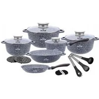Zilner Topf-Set Schöne graue Töpfe, Topfset Bratpfanne, Kasserolle, Steinbeschichtung, Aluminiumguss (sehr hochwertig, 17-tlg., Zeitloses Design des Topfsets. Eine ideale Geschenkidee)