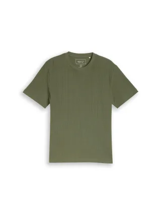 Denim Tom Tailor - T-Shirt mit Waffelstruktur oak leaf green - Gr. - L