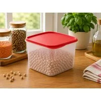 TUPPERWARE Vorratsdose Tupperware Eidgenosse quadratische Box 2,5 l – roter Deckel