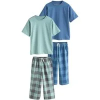 Next Pyjama Kurzarm-Schlafanzug mit langer Hose, 2er-Pack (4 tlg)