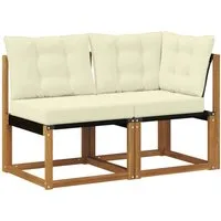 vidaXL Sofaelement Outdoor Mittel- und Ecksofa mit Kissen 2 Stück Natur (2 St)