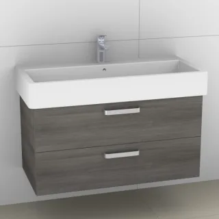 Artiqua 411 Waschtischunterschrank für Vero 045410 mit 1 Armaturbohrung Graphit Struktur quer, 411-W 411-WU2L-D20-7098-401