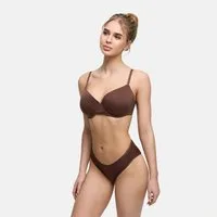 cfab (creamy fabrics) Push-up-BH Baumwoll-T-Shirt Bügel-BH-Braun-85B (1-tlg)