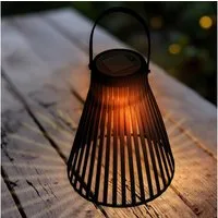 Spetebo LED Solarleuchte Solar LED Laterne Trichterform - 23 cm, moderne Garten Laterne, LED fest integriert, warm weiß, mit Henkel zum Aufhängen