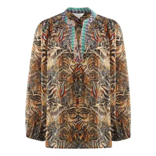 Inoa Steinadler 120214 Mehrfarbige Bluse mit V-Ausschnitt