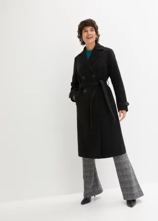 bonprix Winter-Trenchcoat in Wolloptik, schwarz, Gr.46, Reizender Winter-Trenchcoat in schöner Wolloptik.