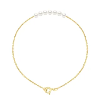 Armband Panzerkette Perlen – 7 echte Süßwasser-Zuchtperlen rund 3-4 mm