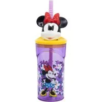 Disney Minnie Mouse Trinkflasche Becher 3D Kindertrinkbecher 360 ml mit Strohhalm & Figurdeckel