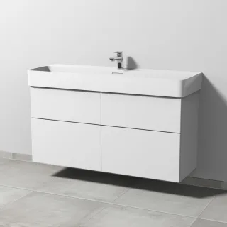 Sanipa 3way Waschtischunterbau zu Laufen VAL Waschtisch mit 4 Auszügen, Weiß-Soft SM82543