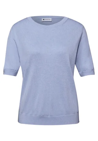 Street One - Kurzarm Pullover mit Rundhals cashmere blue mel. - Gr. - 42