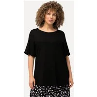 Ulla Popken Longbluse Bluse Leinenmix A-Linie Rundhals Halbarm