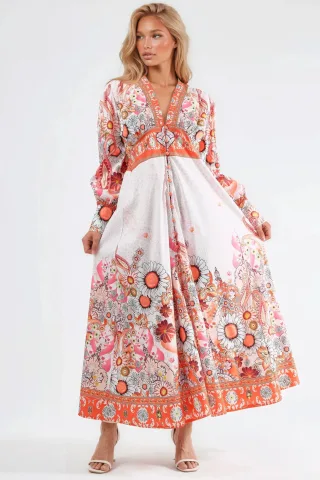 Blumenkleid im Maxistil mit Paneel-Design